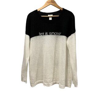 Sundance Let It Snow Lightweight Mohair Crew Sweater, Black Ivory XL